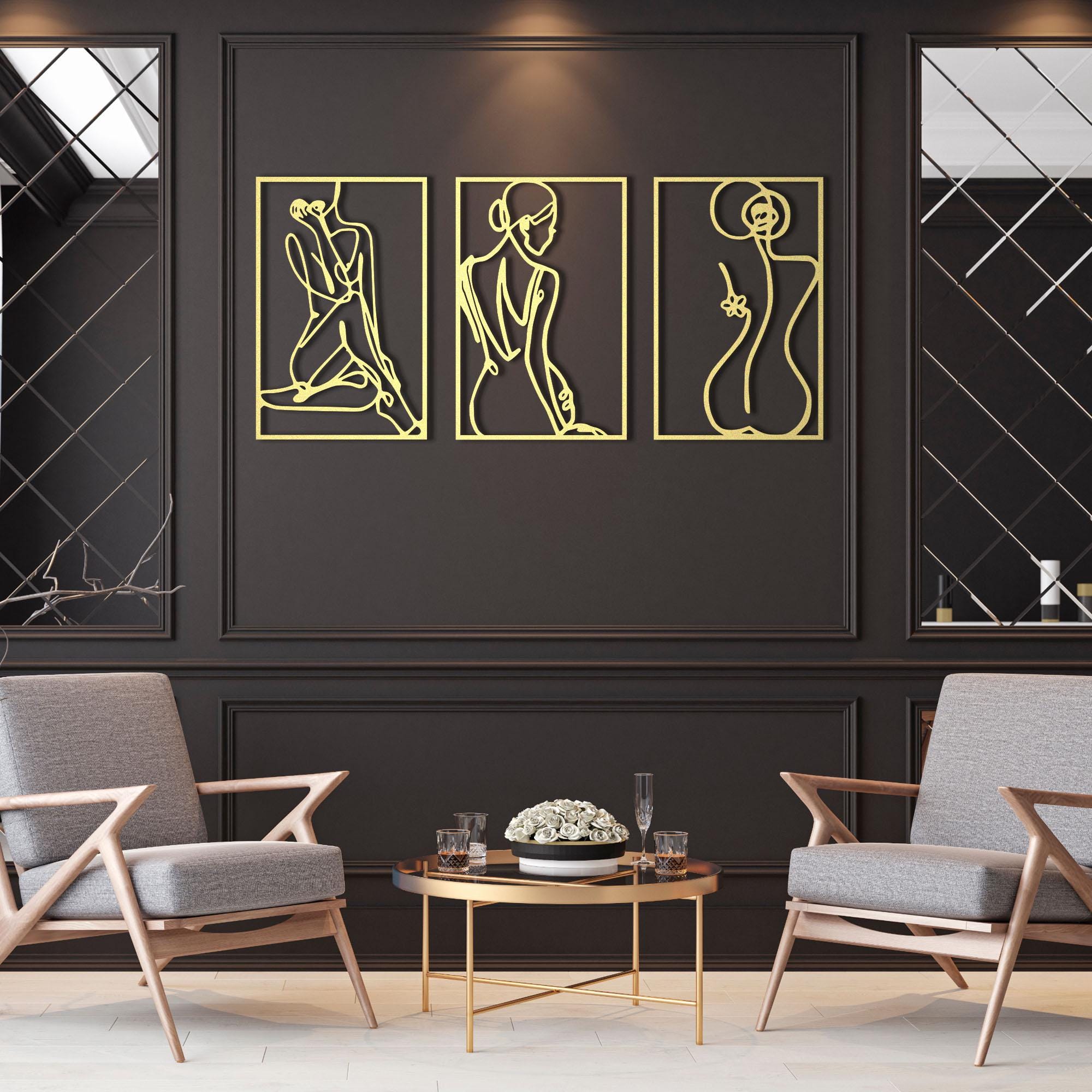 Set of 3 Female Form Metal Wall Art, Modern Line Art Decor - Etsy