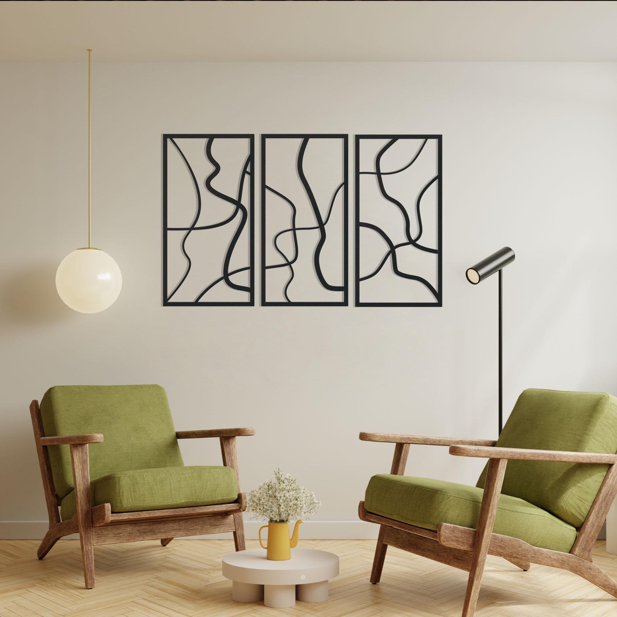 Minimalist Black Metal Line Art, Modern Geometric Wall Sculpture - Etsy