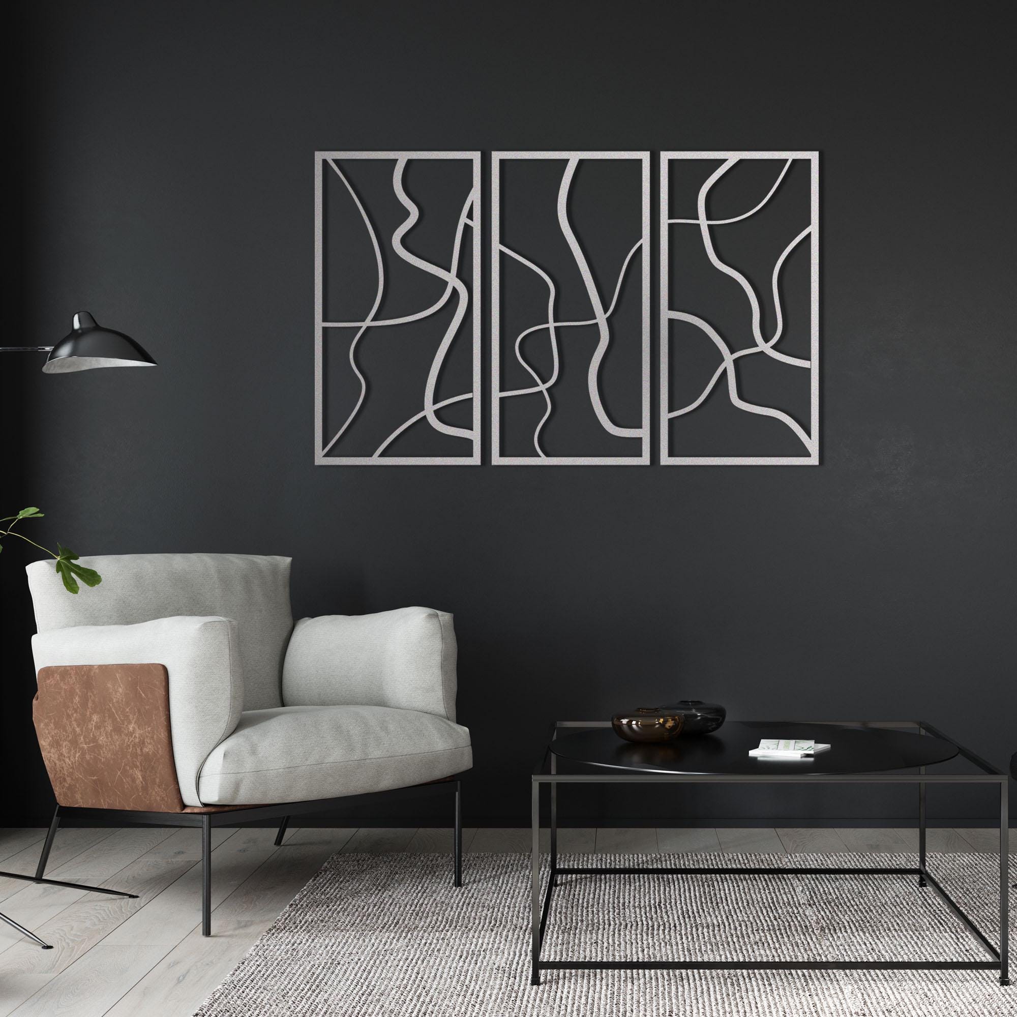 Minimalist Black Metal Line Art, Modern Geometric Wall Sculpture - Etsy