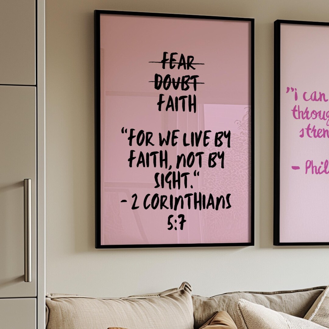 2 Corinthians 5:7 Bible Verse Wall Art, Inspirational Christian Poster ...