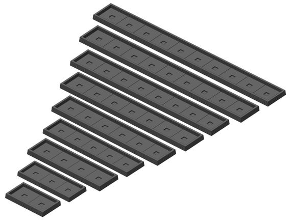 FINGERINSPIRE 5 bandejas de movimiento de bases circulares de 25 mm, bandeja de unidad de guerra de anillo de 10 agujeros, bandeja rectangular de