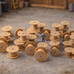 Wooden Cable Reels for HO Scale Model Trains