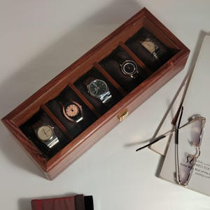 Luxury Handmade Wooden Watch Box, Watch Box for Men, Personalized Watch Storage Box Gift for Men, Christmas Gift Engraved Watch Display Case