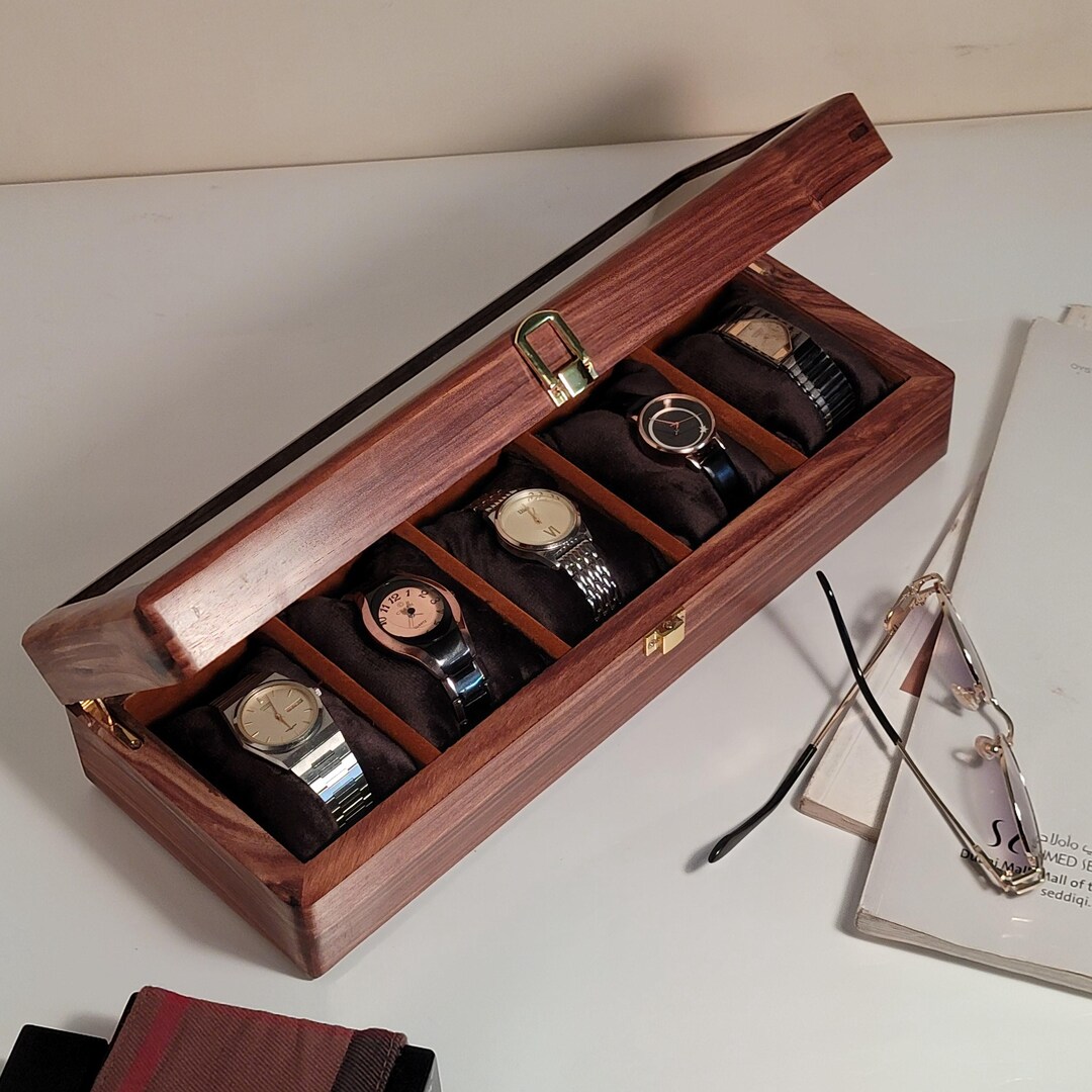 Custom Handmade Wooden Watch Box for Men, Engraved Wooden Box With ...