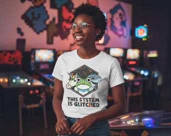 This System Is Glitched | Unicorn Portland Frog Shark Protest Glitch Art | Unisex Graphic T-Shirt