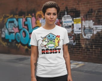 Frog Unicorn Chicken RESIST Unisex Graphic T-Shirt | Portland Protest Art | Anti-Establishment Council Emblem