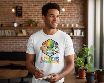 Love Is Resistance | Capybara Frog Unicorn Pride Protest Art | Unisex Graphic T-Shirt