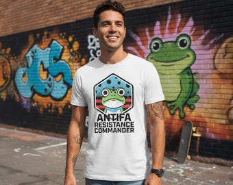 Antifa Resistance Commander Frog Emblem - Portland Protest Icon | Unisex Graphic T-Shirt