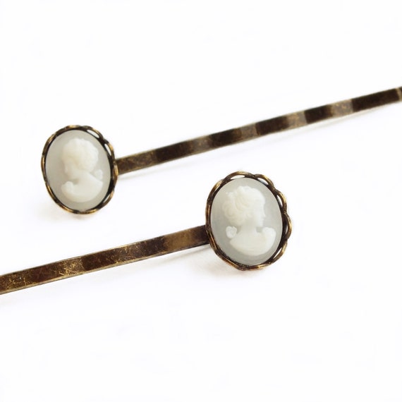Cameo Hair Pins White Cameo Vintage Victorian Portrait Etsy