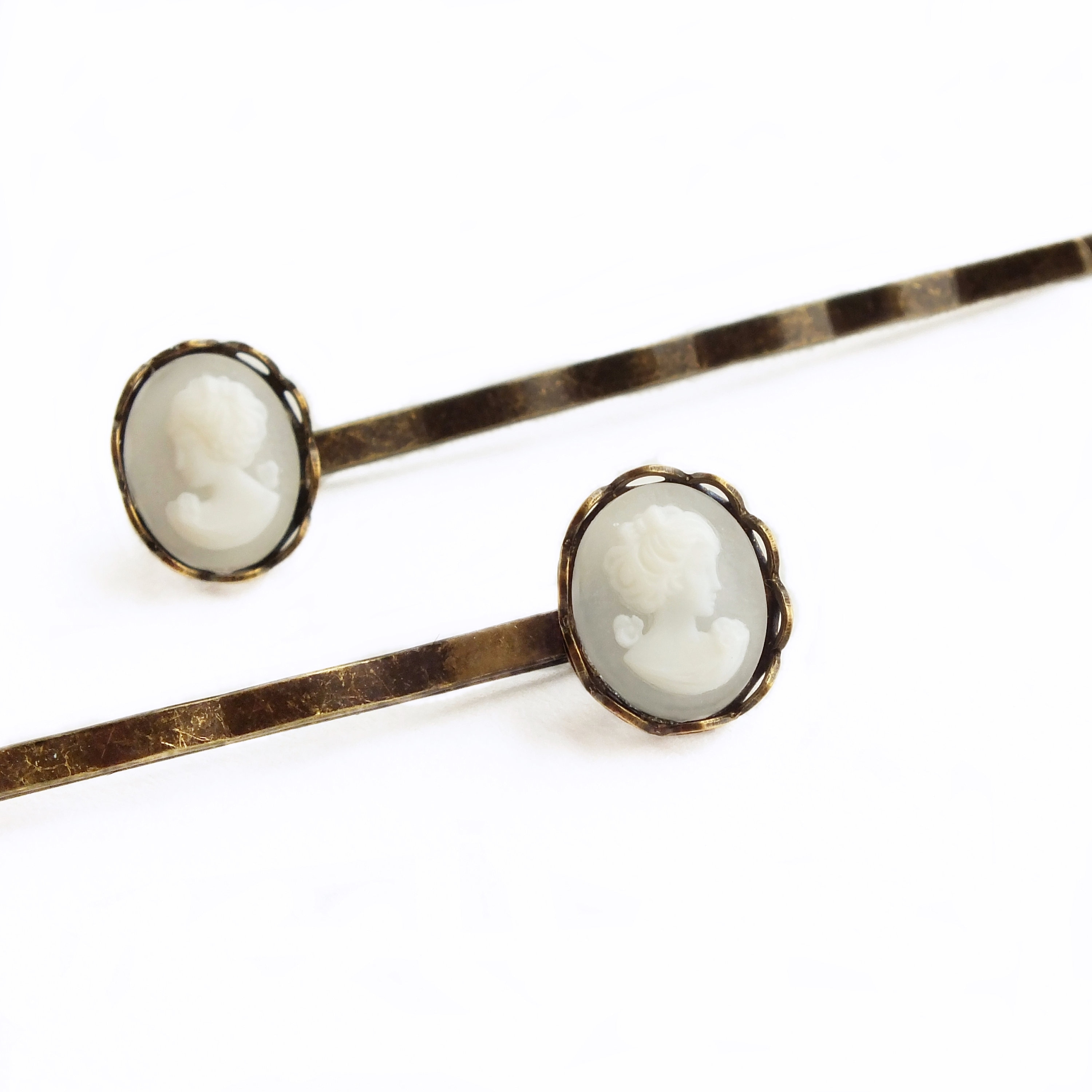 Cameo Hair Pins White Cameo Vintage Victorian Portrait Victorian