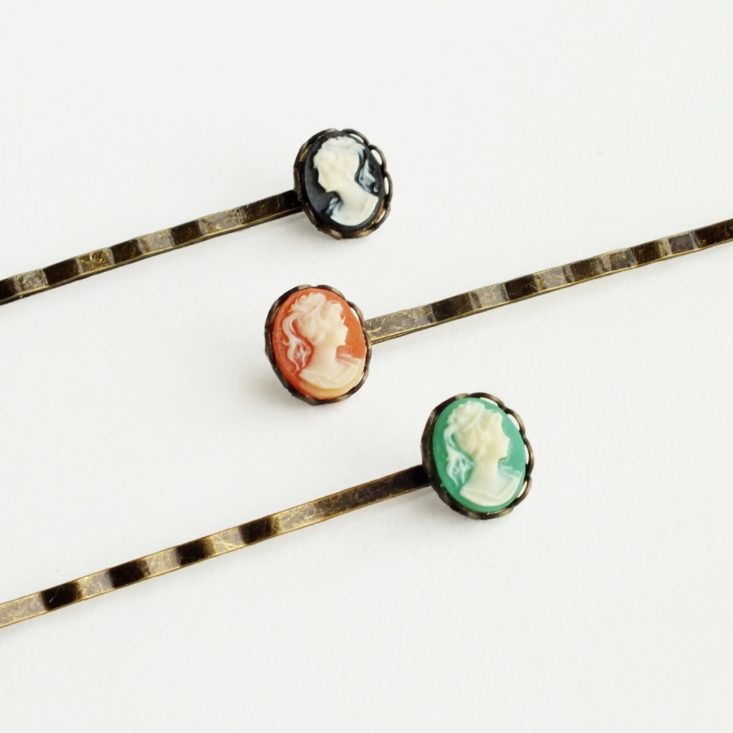 Cameo Hair Pins Vintage Small Resin Cameo Victorian Bobby Pins