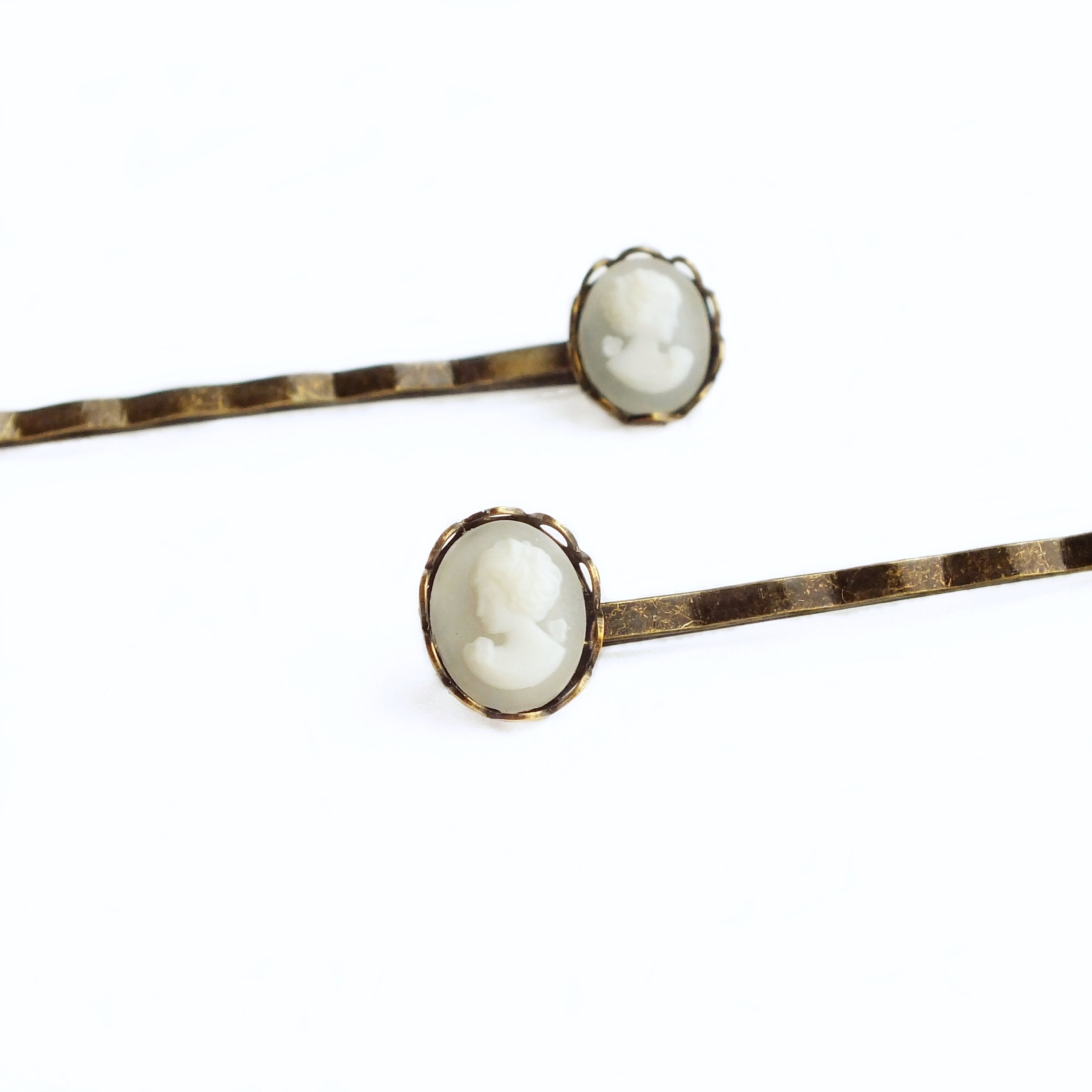 Cameo Hair Pins White Cameo Vintage Victorian Portrait Victorian