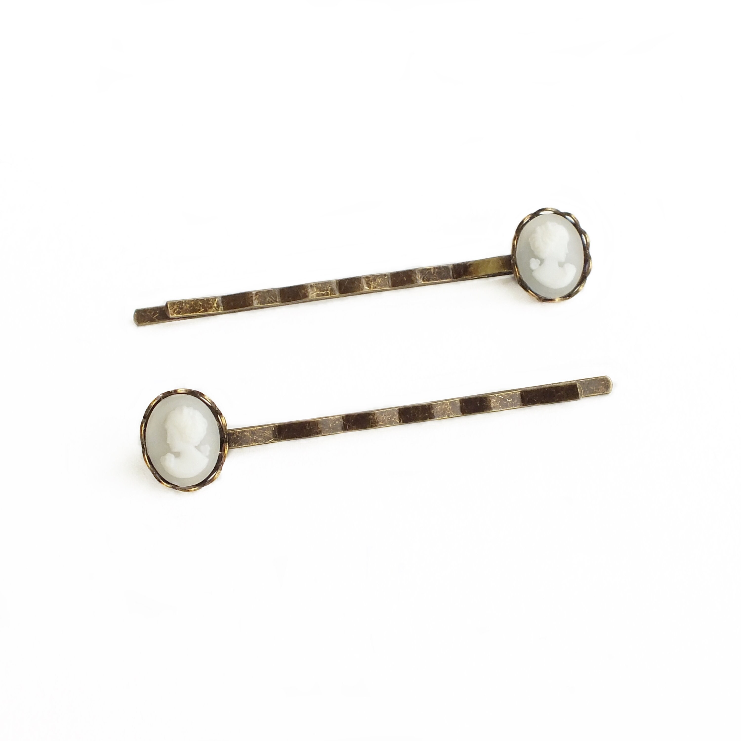 Cameo Hair Pins White Cameo Vintage Victorian Portrait Victorian