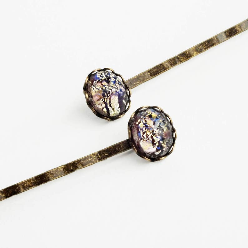 Glass Amethyst Hair Pins Glass Opal Bobby Pins Vintage Purple Etsy
