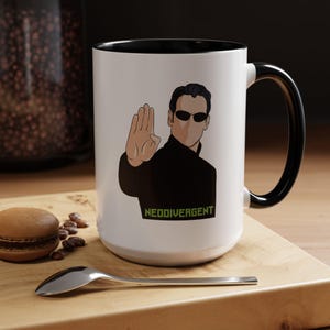 Tasse à café, conception néo-matrice néo-divergente, tasse en céramique unique, cadeau pour amateur de cinéma, fan de science-fiction, décoration de cuisine geek, tasse à thé amusante