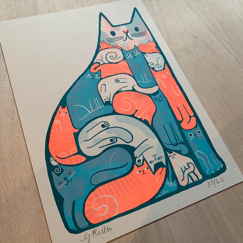Kittycats riso-print afbeelding 3