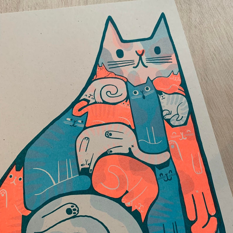 Kittycats riso print image 2