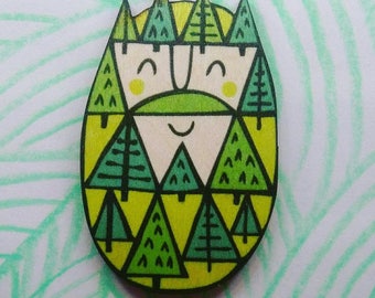 SALE - Treebeard wooden brooch