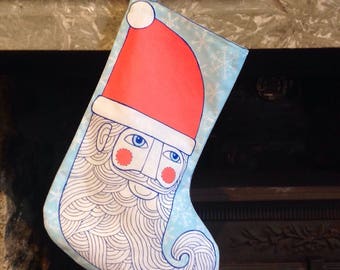 SALE - Mr and Mrs Santa cut and sew stocking tea towel
