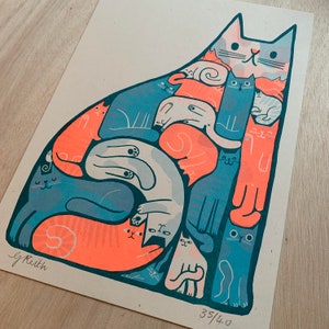 Katzen riso print Bild 4