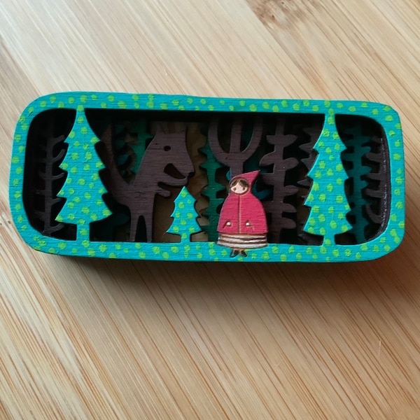 Little Red in the deep dark woods brooch