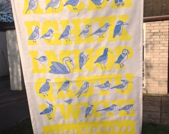 SALE - Avian Alphabet tea towel