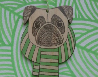 SALE - Pug in a scarf decoration