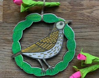 Thrush wooden decoration