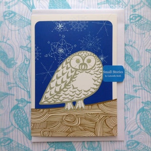 Carte de voeux de hibou des neiges