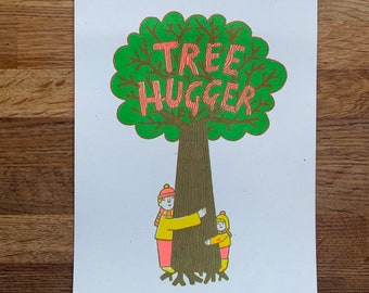 Tree Hugger risograph print