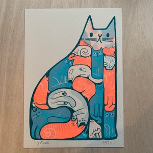 Katzen riso print Bild 1