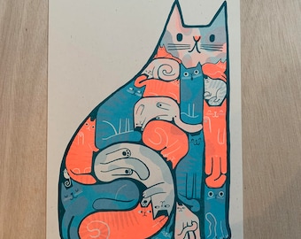 Katzen riso print