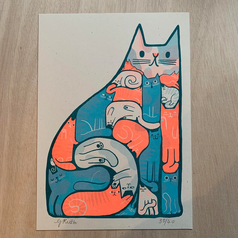 Kittycats riso-print afbeelding 1