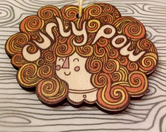 SALE - Curly Pow wooden decoration