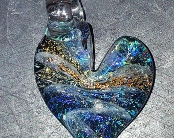 Memorial glass cremation jewelry Heart remembrance keepsake necklace  ash pendant handmade to order crisanti glass art