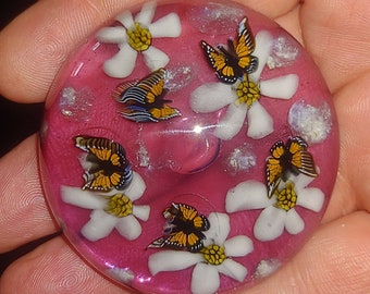 memorial ash glass butterfly and flower paperweight handmade for you by Joe Crisanti