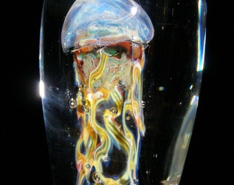 San Juan Island glass JELLYFISH HANDMADE  Wine Bottle Stopper by joe crisanti glass friday harbor lampwork jellyfish glass