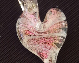 Memorial glass cremation jewelry Heart remembrance keepsake necklace ash pendant handmade to order crisanti glass art