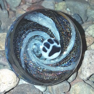 cremation pawprint vortex ash marble keepsake memorial for pet ashes remembrance orb sphere handmade one of a kind for you by Crisanti glass image 3