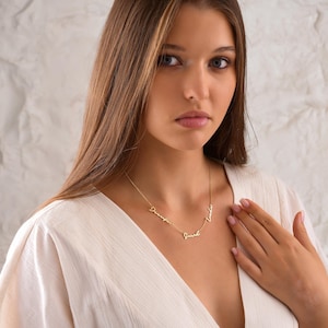 Multiple Name Necklace, Personalized Gold Name Necklace, Family Name Necklace, Kids Name Necklace, Personalized Jewelry, Mom Necklace