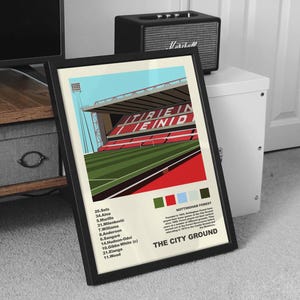 Nottingham Forest Album-Cover-Stil Poster, Stadt Grundlage ab 11 'Tracklist' Wand Kunst Druck, Fußball-Kunst-Dekor, Fußball-Fan Geschenk, Sport