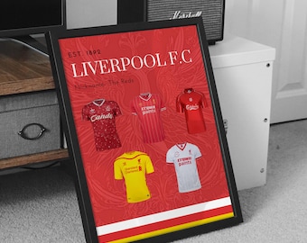 Liverpool FC Retro Kits Poster: Anfield Football Art