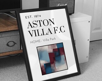 Aston Villa Abstract Art Poster: Modern Football Stadium Design