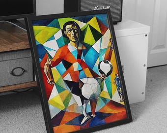 Abstract Football Art Poster: Modern Geometric Design