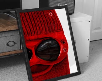 Arsenal FC Balaclava Goggles Poster: C.P. Company-Inspired Print, cp poster, arsenal fc poster, afc art, gunners poster, cp, football poster