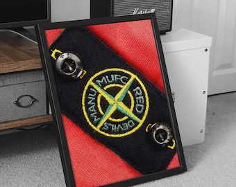 Manchester United 'Red Devils' Badge Poster: Stone Island Inspired Art