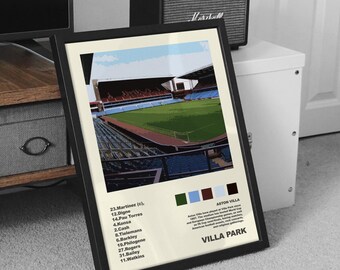 Aston Villa Album Cover style Poster with starting 11 player track list, villa park poster, avfc poster, Aston Villa wall art, avfc gifts