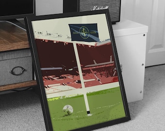Old Trafford Football Poster: Manchester United Corner Flag Art