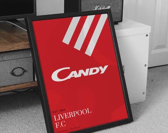 Liverpool FC Retro Poster: Candy Adidas Kit, Iconic Reds Design