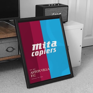 Aston Villa retro mita copiers home kit poster, villa poster, Aston Villa poster, mita copiers, villa park, football poster, retro, affc